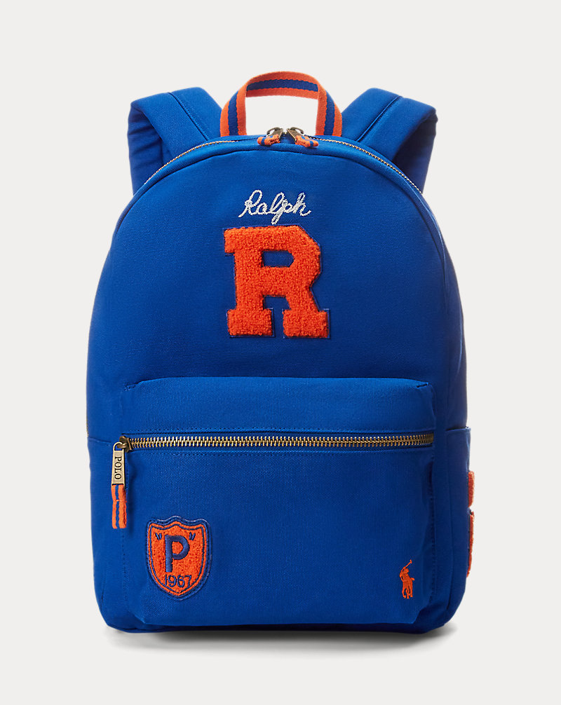 Letterman-Patch Canvas Backpack Boys 1