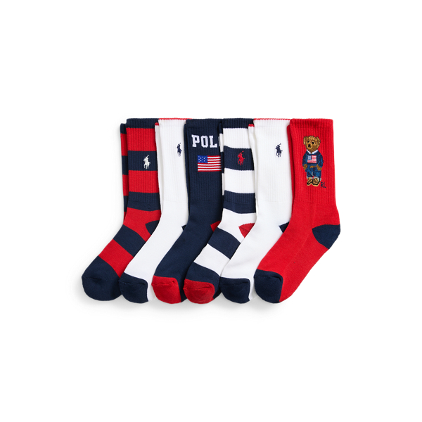 Americana Polo Bear Crew Sock 6-Pack