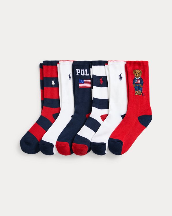 Americana Polo Bear Crew Sock 6-Pack