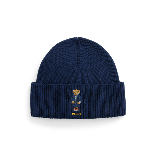 Polo Bear Rib-Knit Cotton Beanie