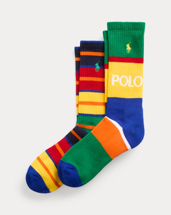 Striped Cotton-Blend Crew Sock 2-Pack