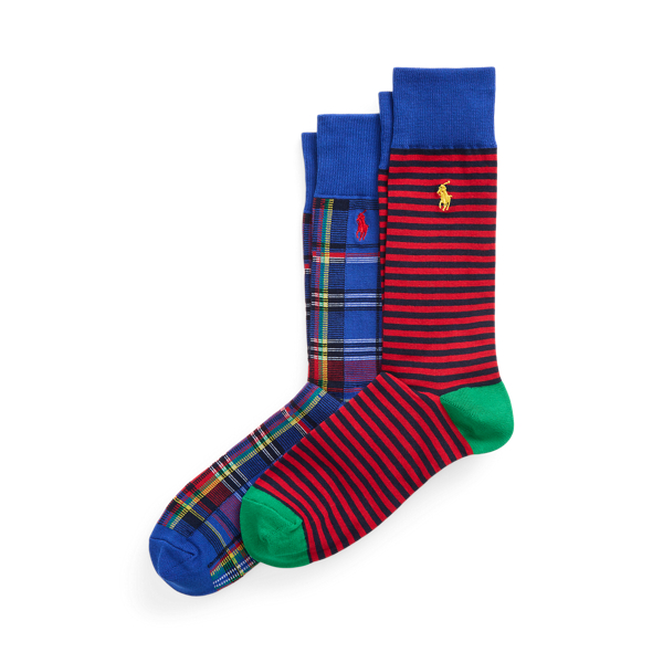 Striped and Plaid Trouser Sock 2-Pack