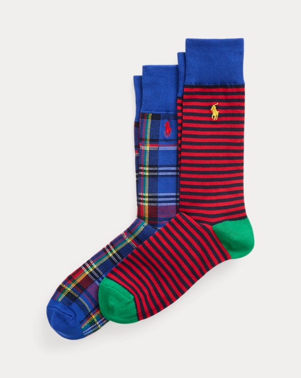 Striped and Plaid Trouser Sock 2-Pack