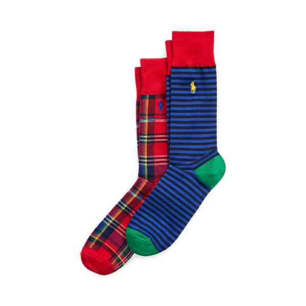 Striped and Plaid Trouser Sock 2-Pack