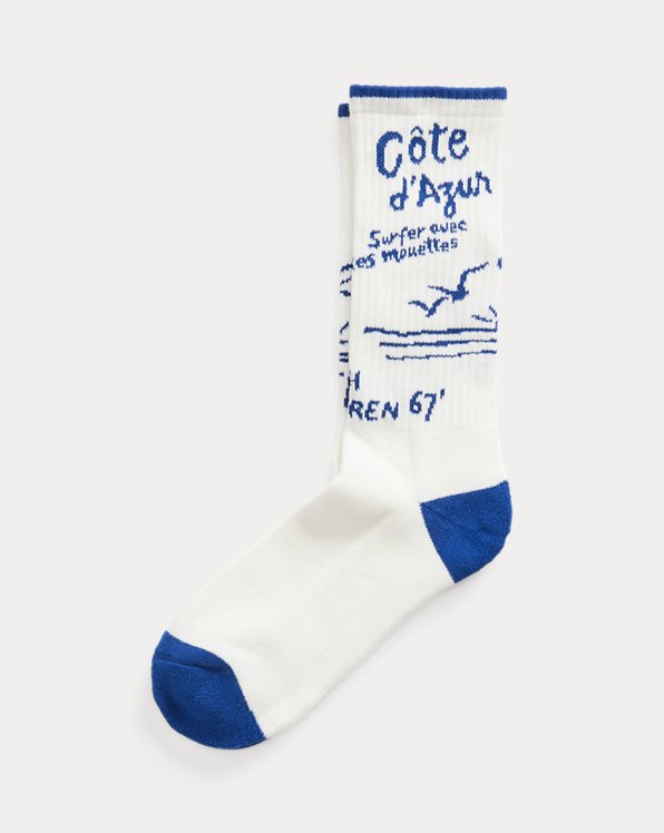 Cotton-Blend Graphic Crew Socks