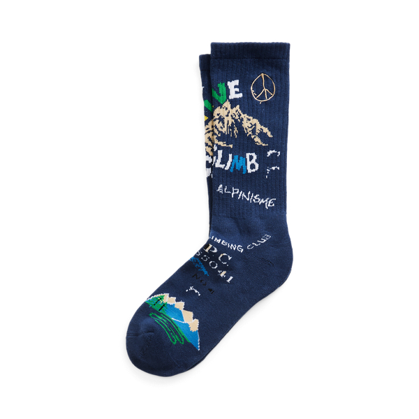 Cotton-Blend Graphic Crew Socks