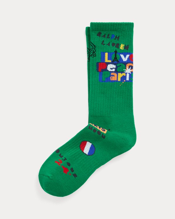 Love Peace Paris Crew Socks