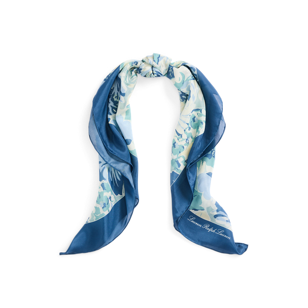 Floral Silk Crepe de Chine Square Scarf