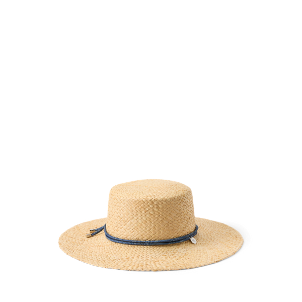 Sombrero de paja con abalorio y logotipo