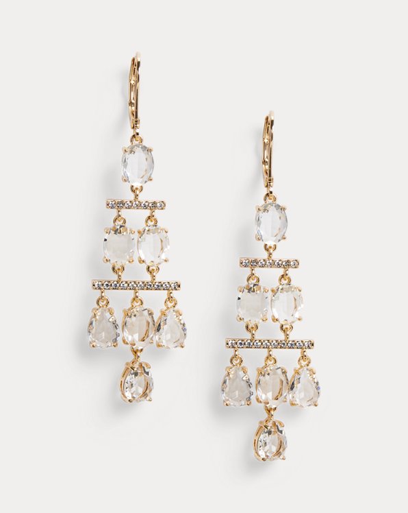 Gold-Tone Stone Chandelier Earrings