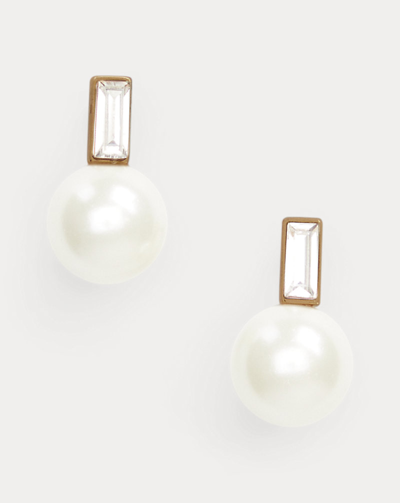 Gold-Tone Crystal &amp; Faux-Pearl Studs Lauren 1