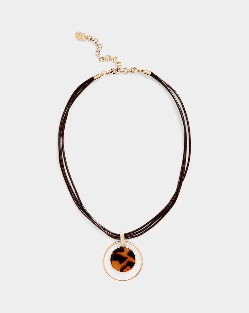 Tortoiseshell-Pendant Leather Necklace Lauren 1