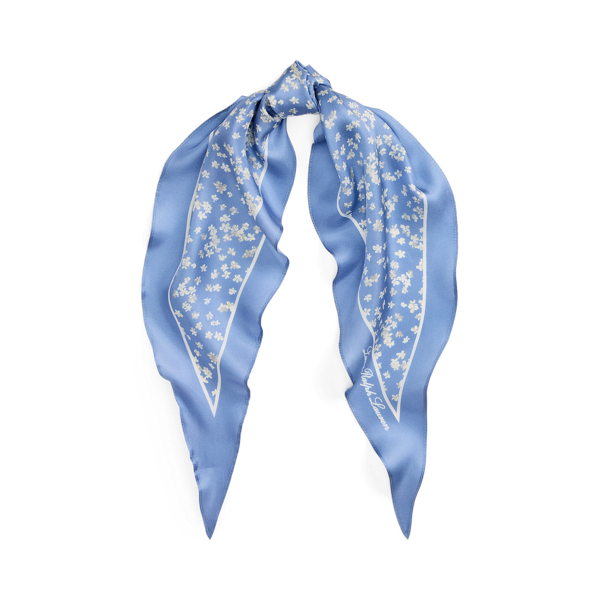 Floral Silk Twill Diamond Scarf