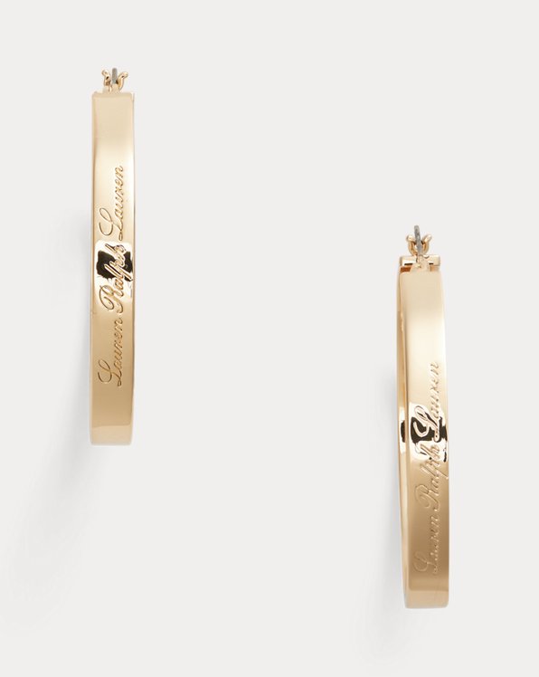 Gold-Tone Script Logo Hoop Earrings