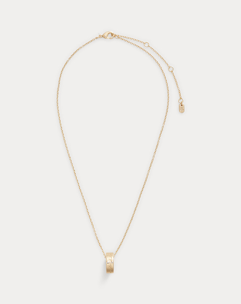 Gold-Tone Logo-Ring Pendant Necklace Lauren 1