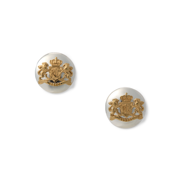 Two-Tone Sterling Silver Crest Studs