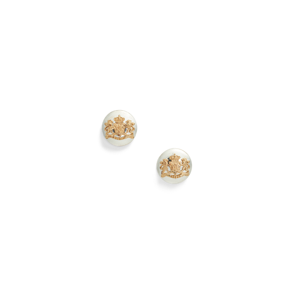 Two-Tone Sterling Silver Crest Studs