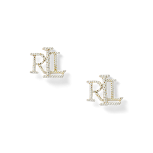 Sterling Silver Textured Logo Studs