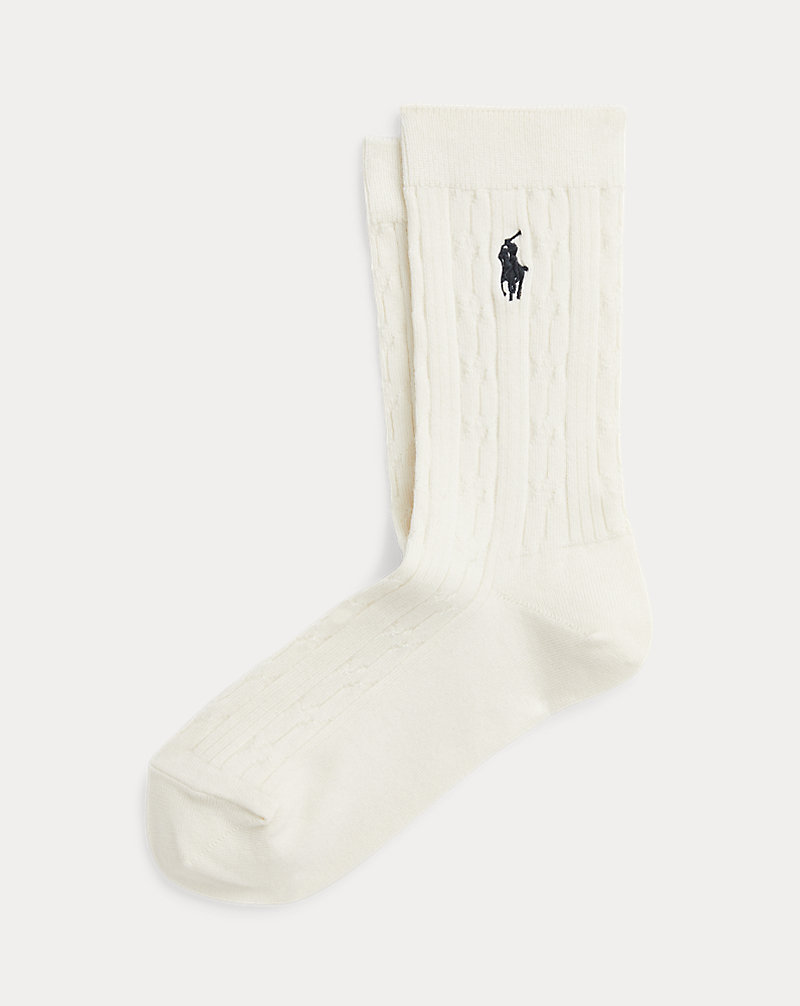 Cable-Knit Cotton-Blend Crew Socks Polo Ralph Lauren 1