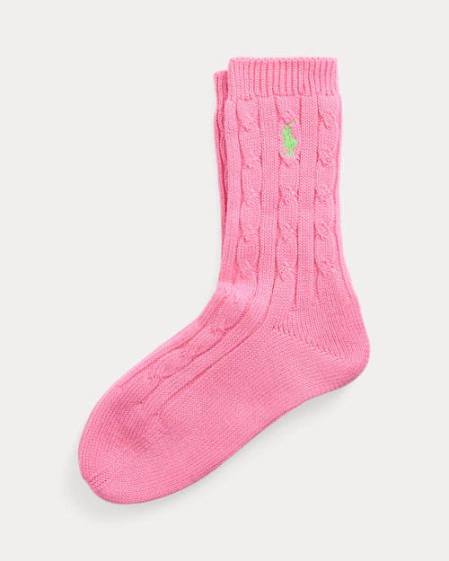 Cable-Knit Cotton Crew Socks