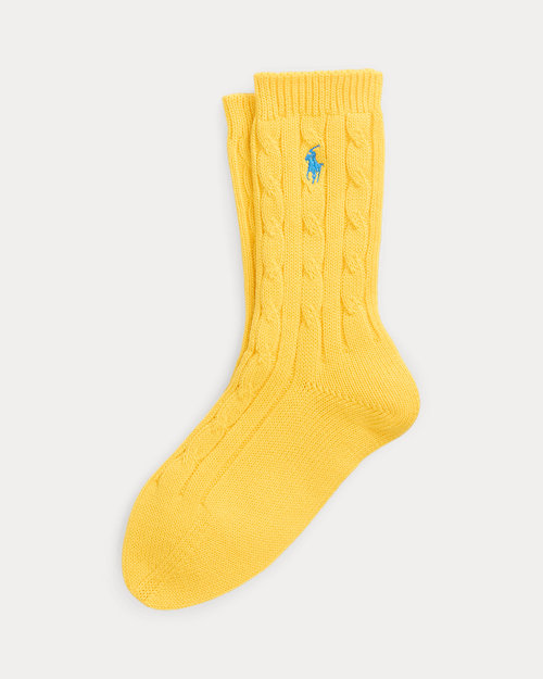 Cable-Knit Cotton Crew Socks