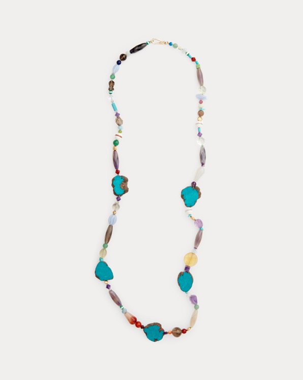 Long Beaded Stone Necklace