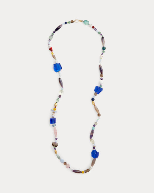 Extra-Long Beaded Stone Necklace