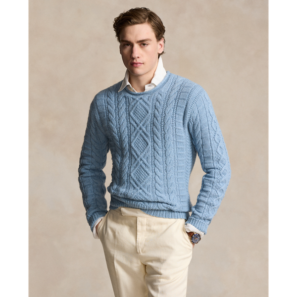 Cotton-Blend Fisherman's Sweater