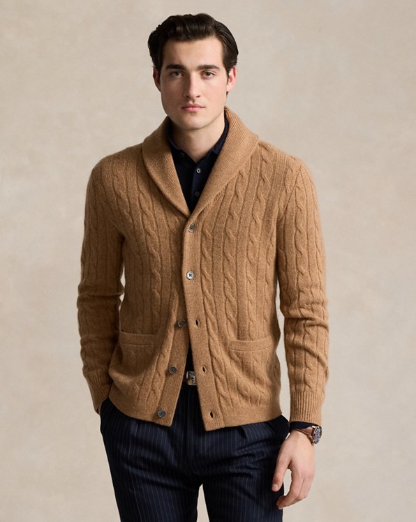 Cable-Knit Cashmere Shawl Cardigan