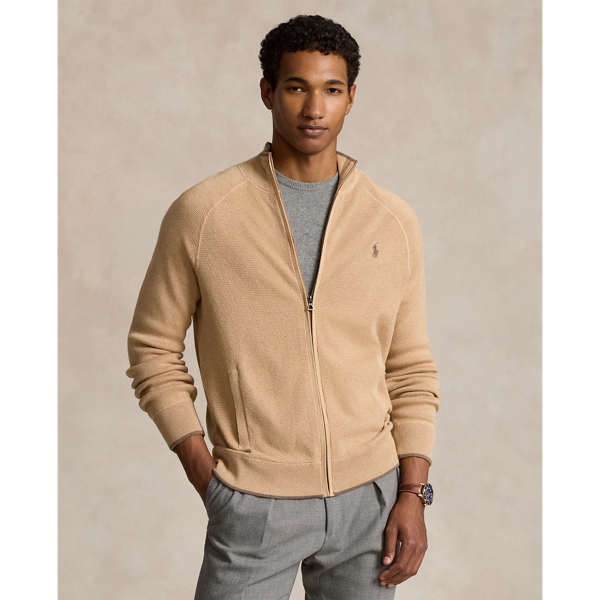 Textured Cotton Full-Zip Jumper