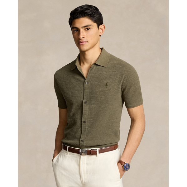 Textured Cotton-Linen Shirt Jumper