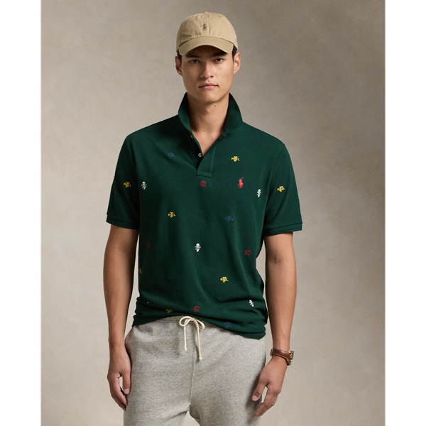 Custom Slim Embroidered Mesh Polo Shirt