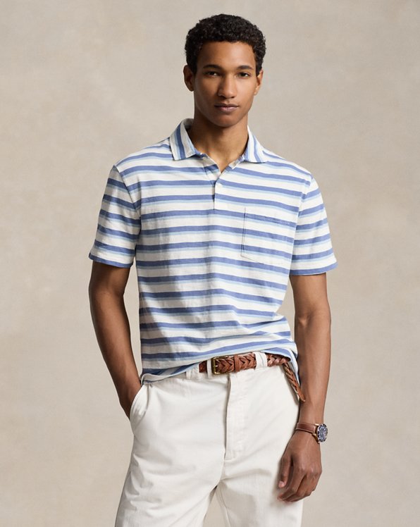 Standard Fit Striped Jersey Polo Shirt
