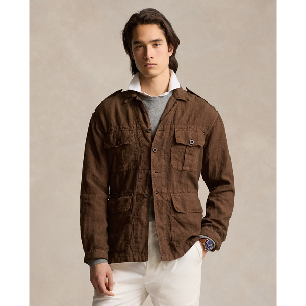 Garment Dyed Linen Utility Overshirt