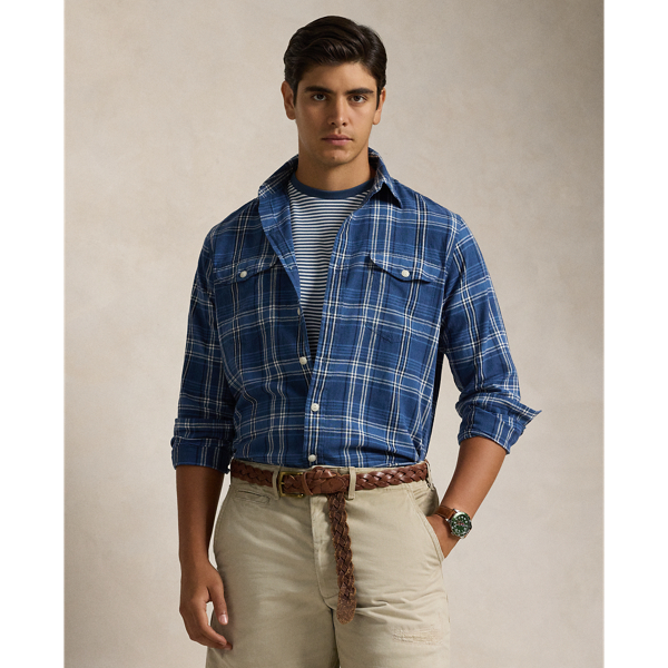Classic Fit Plaid Linen Cotton Workshirt