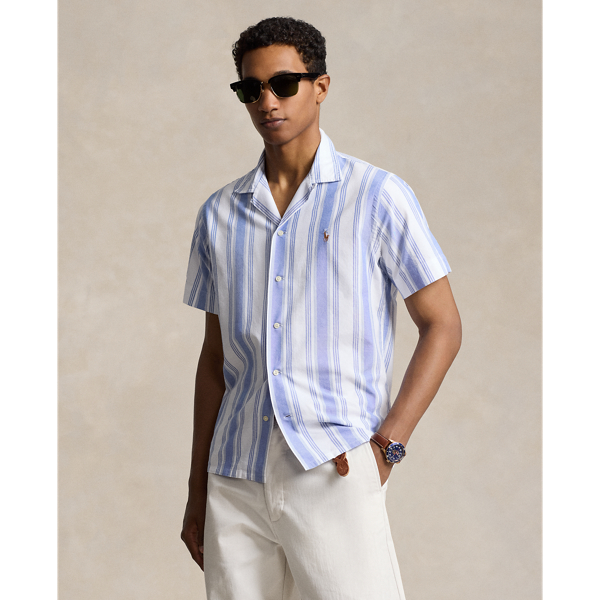 Classic Fit Striped Oxford Camp Shirt