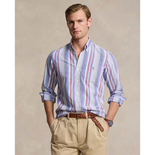 Custom fit gestreept Oxford overhemd