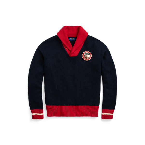 Men's polo shawl collar sweater deals