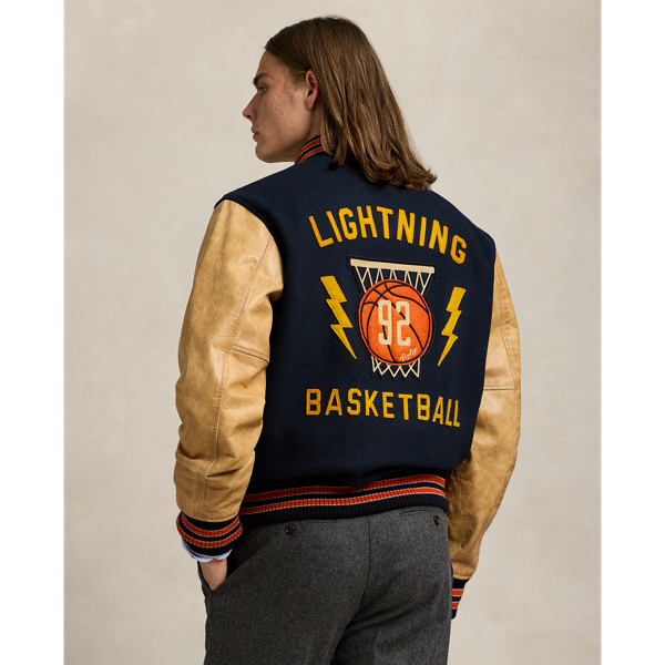 Mens polo letterman jacket deals
