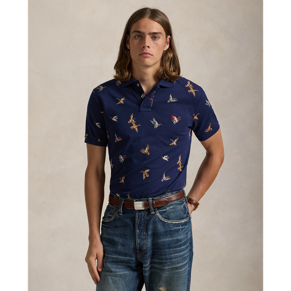 Custom Slim Duck Print Mesh Polo Shirt