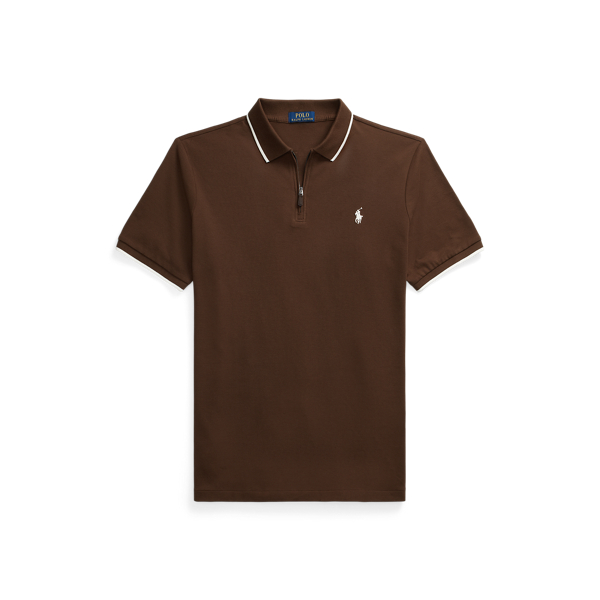 Classic Fit Stretch Mesh Zip Polo Shirt
