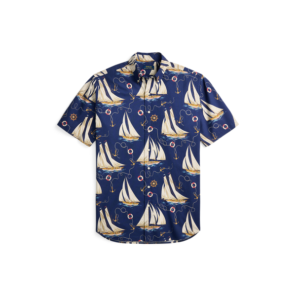 Nautical-Print Oxford Shirt