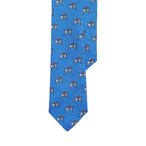 Equestrian-Print Linen Tie