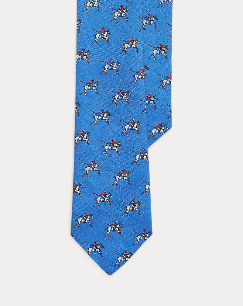 Equestrian-Print Linen Tie Polo Ralph Lauren 1