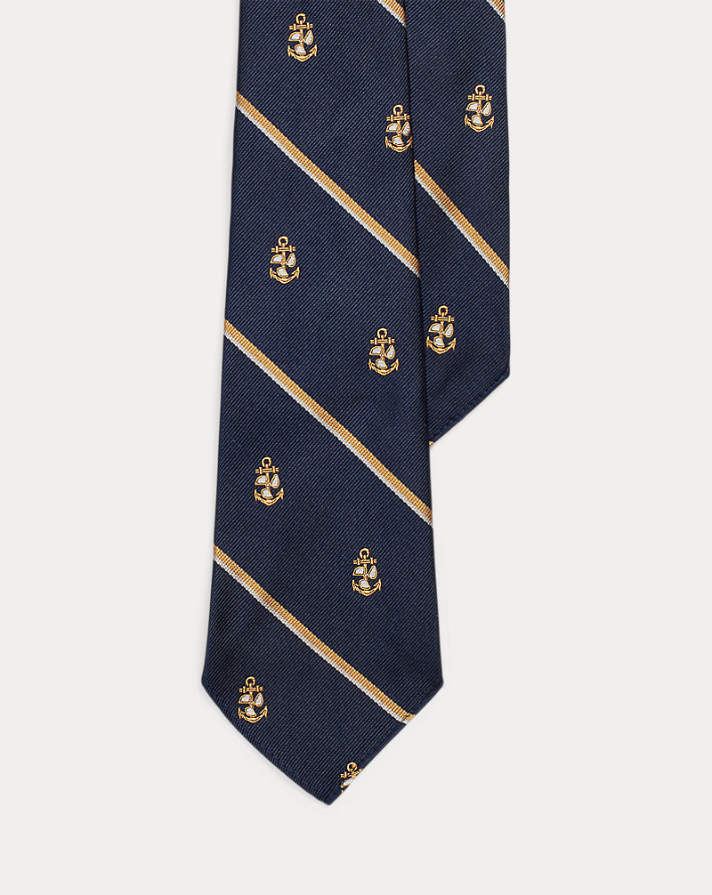 Vintage-Inspired Anchor-Stripe Silk Tie Polo Ralph Lauren 1