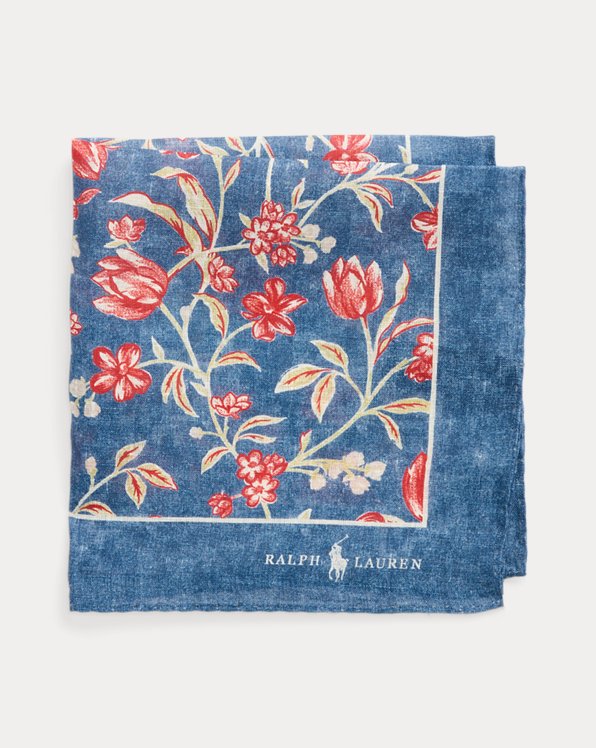 Floral-Print Linen Pocket Square 