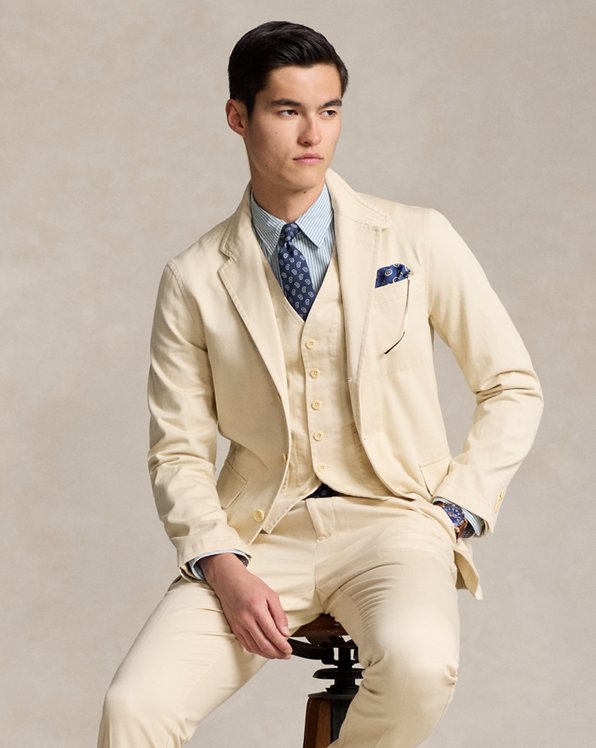 Tailored Washed Twill Suit Jacket