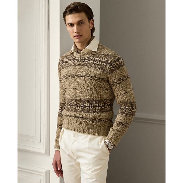 Fair Isle Silk Crewneck Sweater 