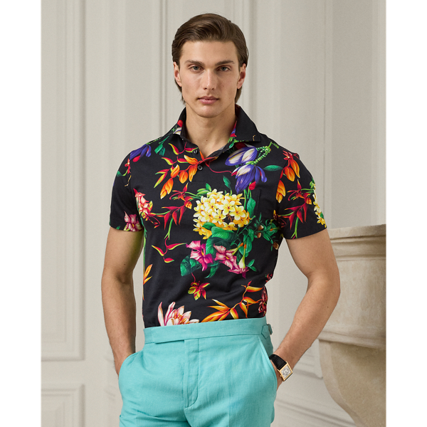 Custom Slim Botanical Jersey Polo Shirt