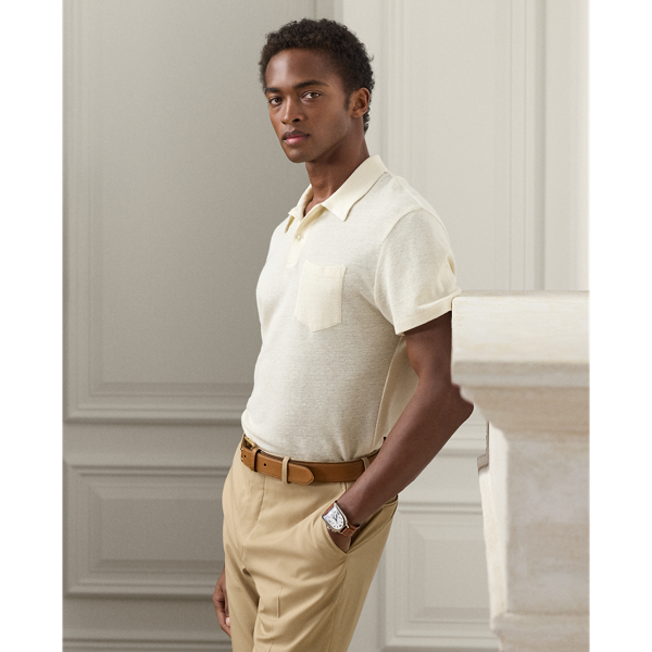 Linen-Cotton Pique Polo Shirt